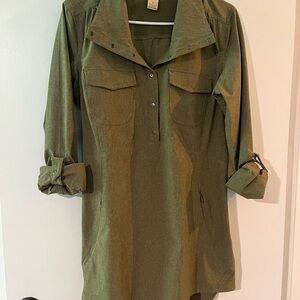 Duluth Trading Co Olive Shirt Dress